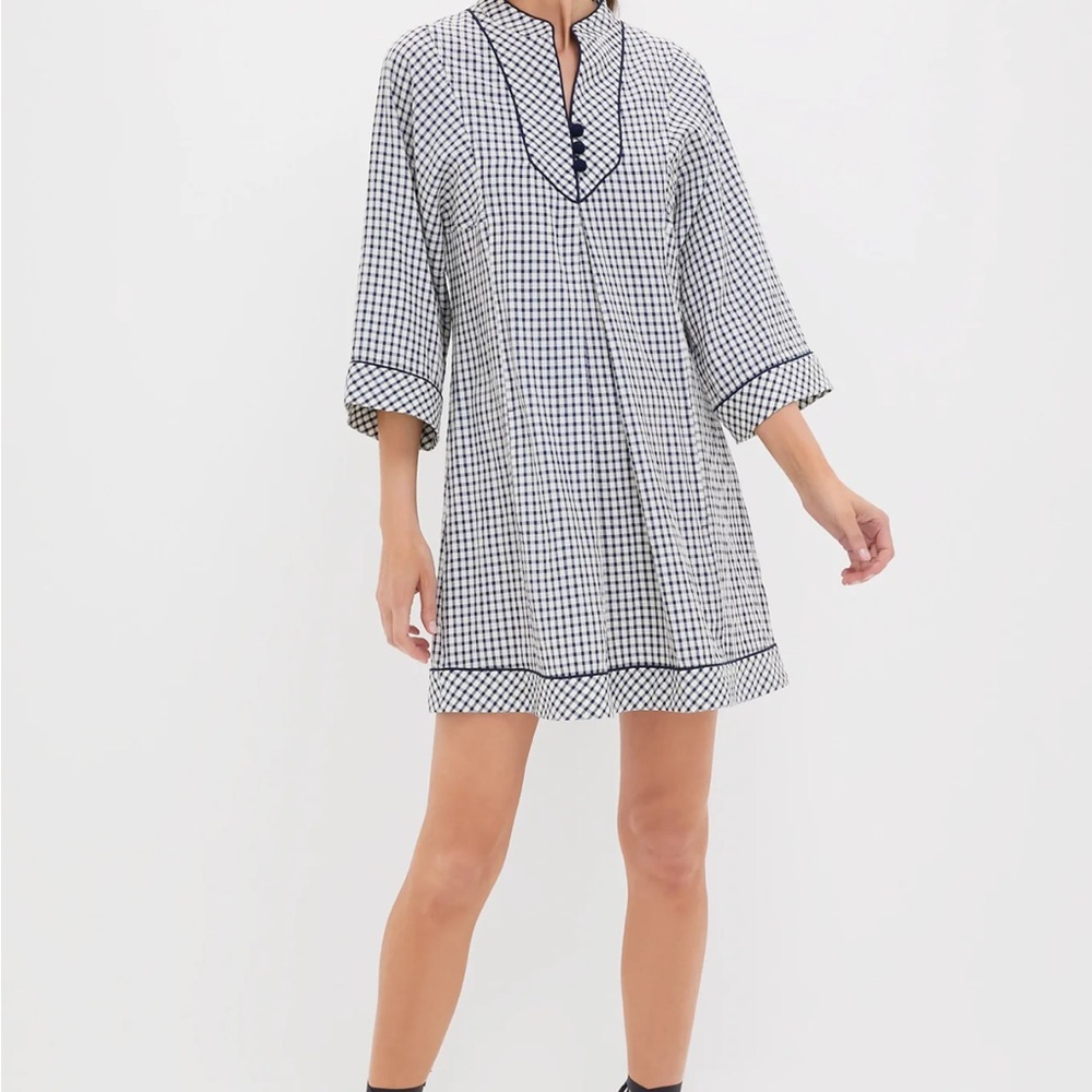 NWT Pomander Place Navy Windowpane Seersucker Indy Dress - Picture 6 of 7